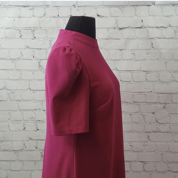 DKNY Size 8 Pink Puff Sleeve Pleated Shift Dress - Picture 3 of 11